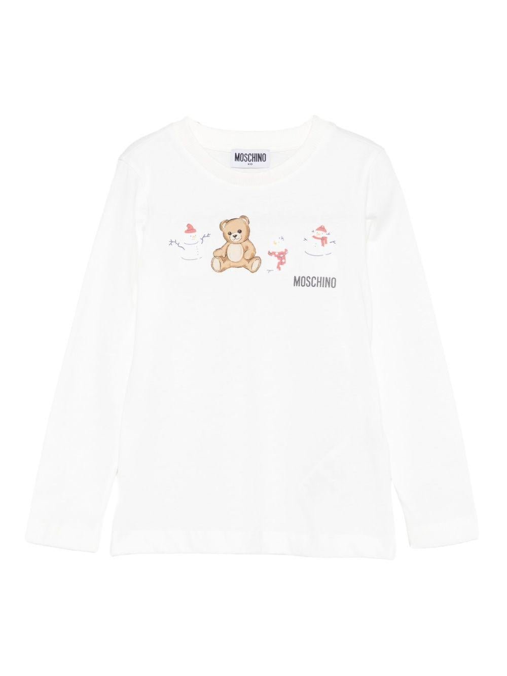 T-shirt per bambini Moschino Kids bianco con stampa grafica - Rubino Kids
