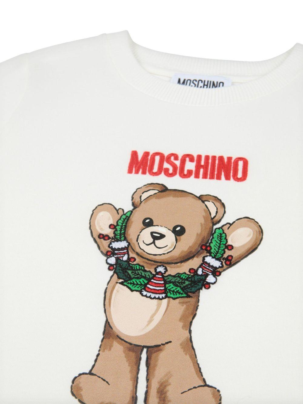 T-shirt per bambini Moschino Kids bianco con stampa grafica Teddy - Rubino Kids