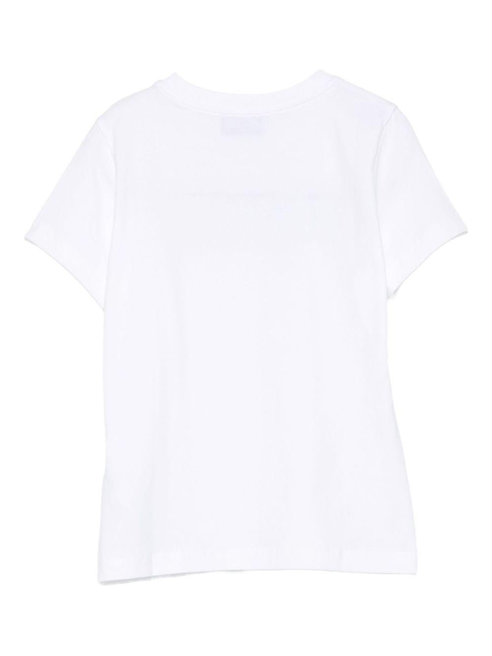 T-shirt per bambini Moschino Kids bianco con stampa logo - Rubino Kids