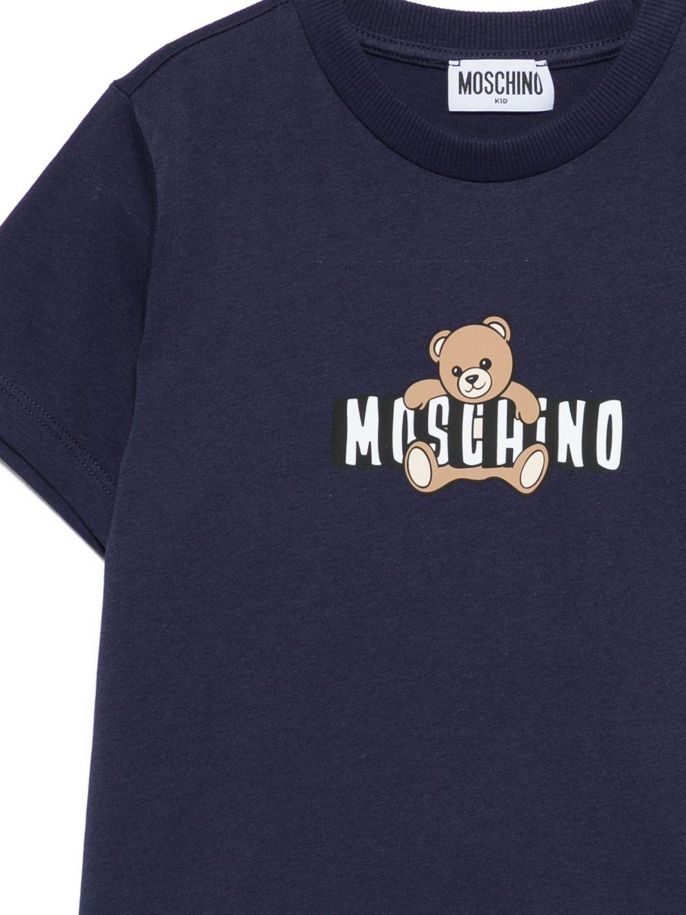 T-shirt per bambini Moschino Kids blu con stampa grafica - Rubino Kids