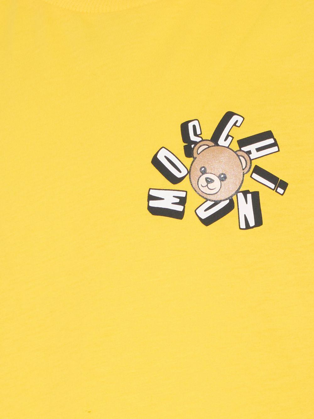 T-shirt per bambini Moschino Kids gialla con dettaglio Teddy Bear - Rubino Kids