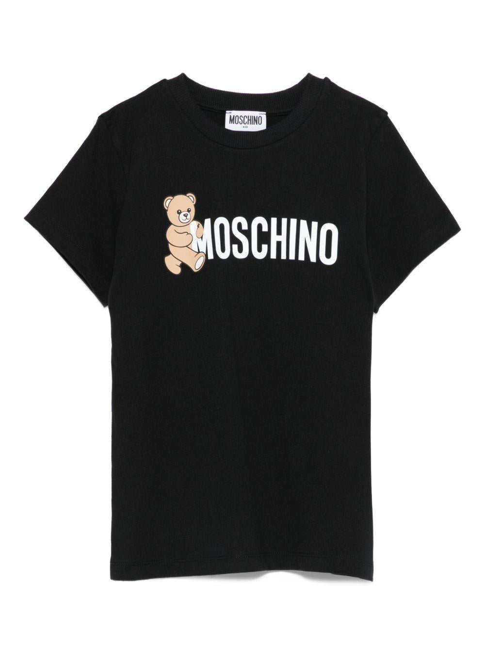 T-shirt per bambini Moschino Kids nera con stampa Teddy Bear - Rubino Kids