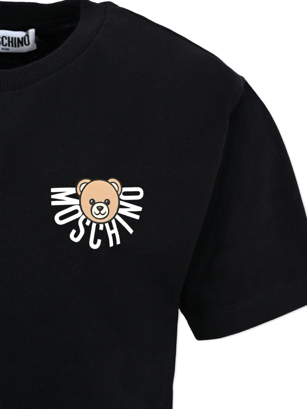T-shirt per bambini Moschino Kids nero con logo Teddy Bear - Rubino Kids