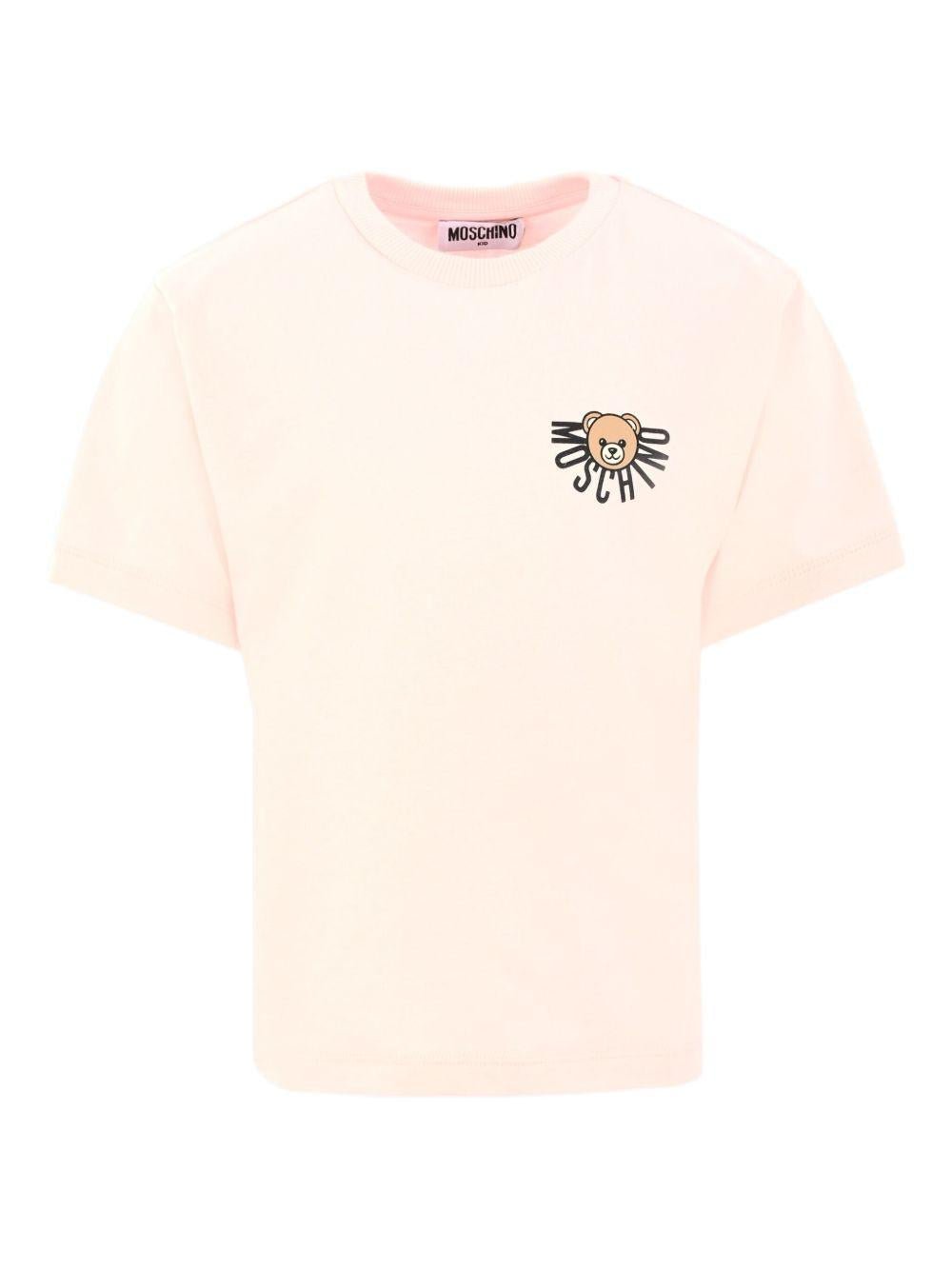 T-shirt per bambini Moschino Kids rosa con logo Teddy Bear - Rubino Kids