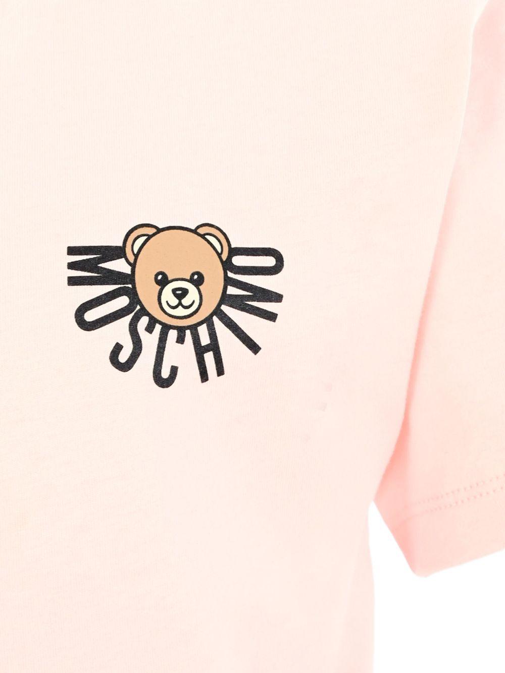 T-shirt per bambini Moschino Kids rosa con logo Teddy Bear - Rubino Kids