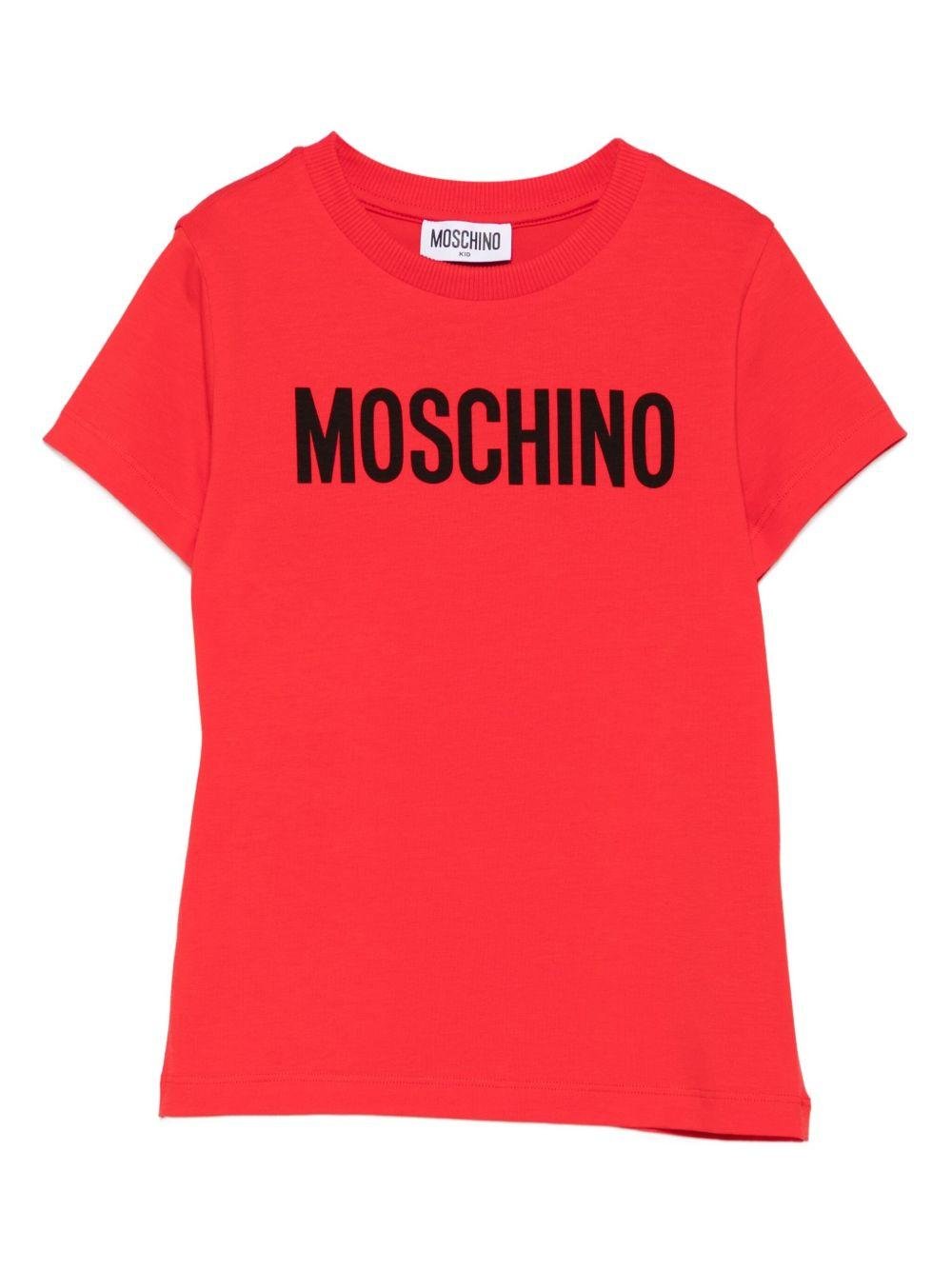 T-shirt per bambini Moschino Kids rossa con logo - Rubino Kids