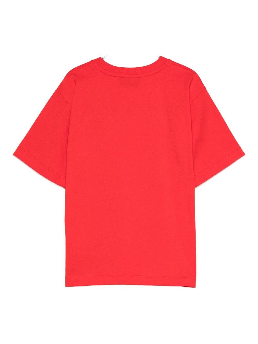 T-shirt per bambini Moschino Kids rossa con stampa Teddy Bear - Rubino Kids