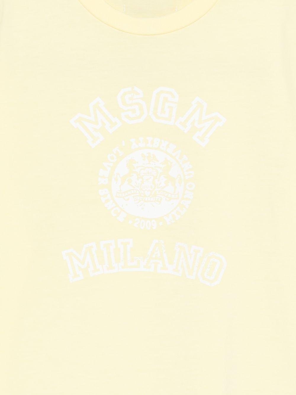 T-shirt per bambini MSGM Kids giallo con stampa sul davanti - Rubino Kids