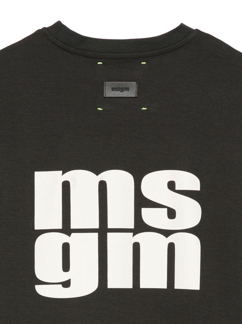 T-shirt per bambini MSGM Kids nero con stampa logo - Rubino Kids