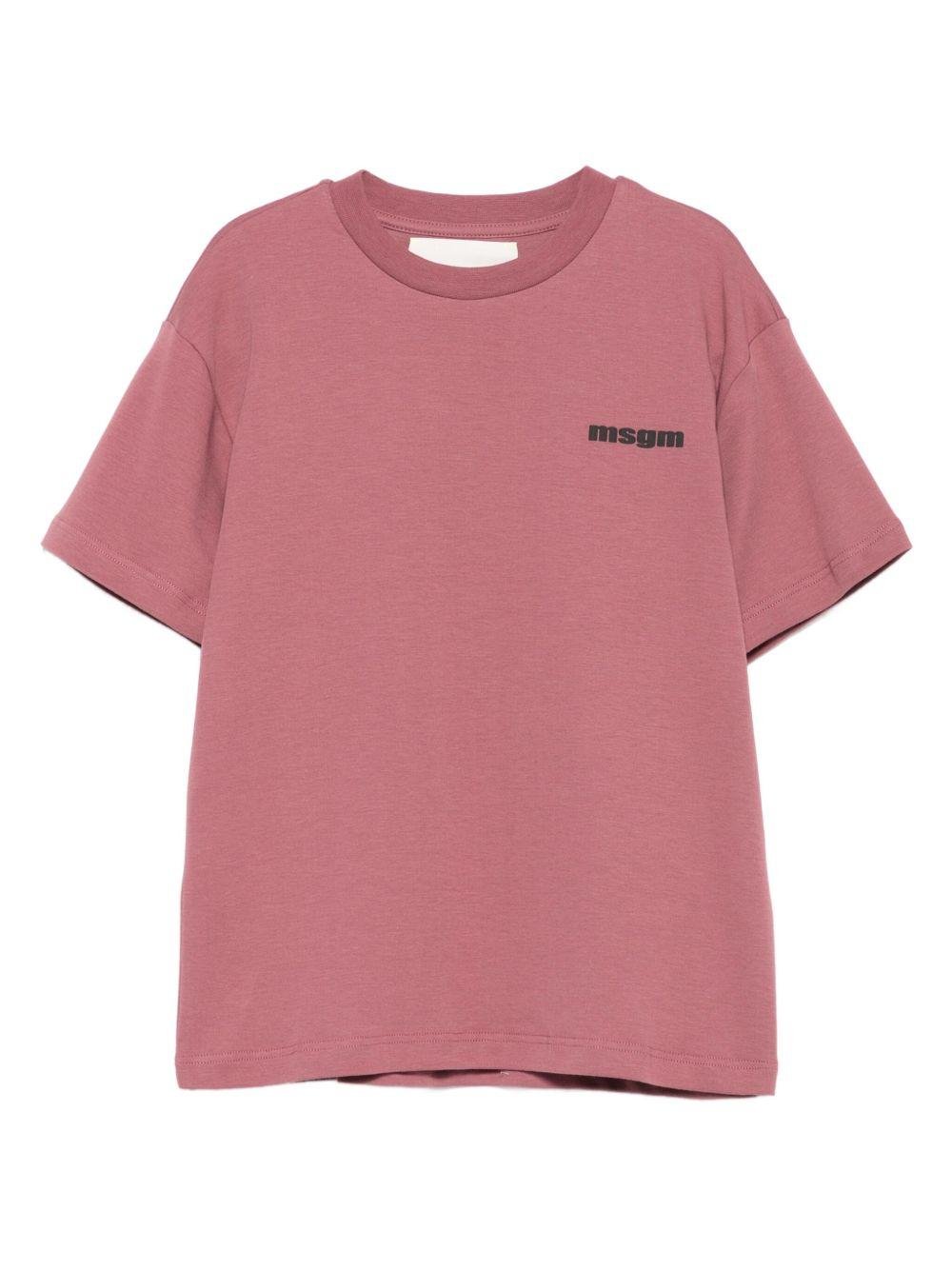 T-shirt per bambini MSGM Kids rosa con stampa logo - Rubino Kids