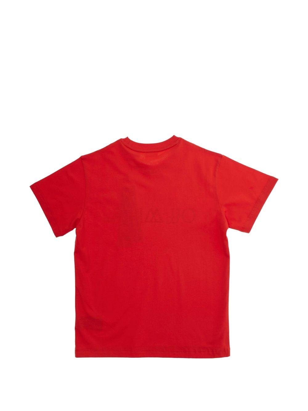 T-shirt per bambini Off - White Kids rossa con logo sul davanti - Rubino Kids