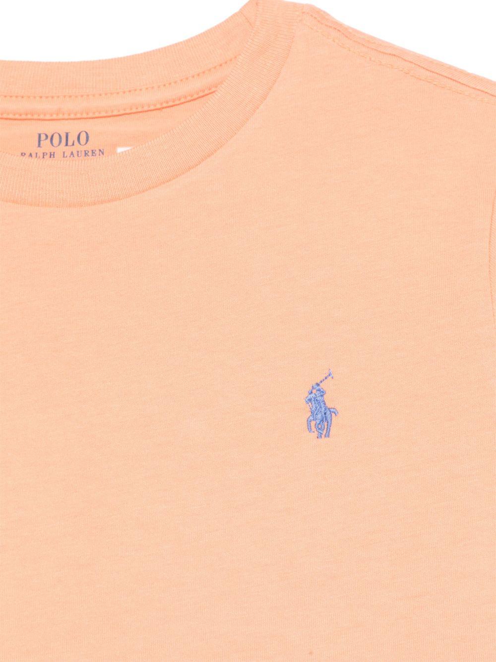 T-shirt per bambini Polo Ralph Lauren Kids arancione con ricamo sul petto - Rubino Kids