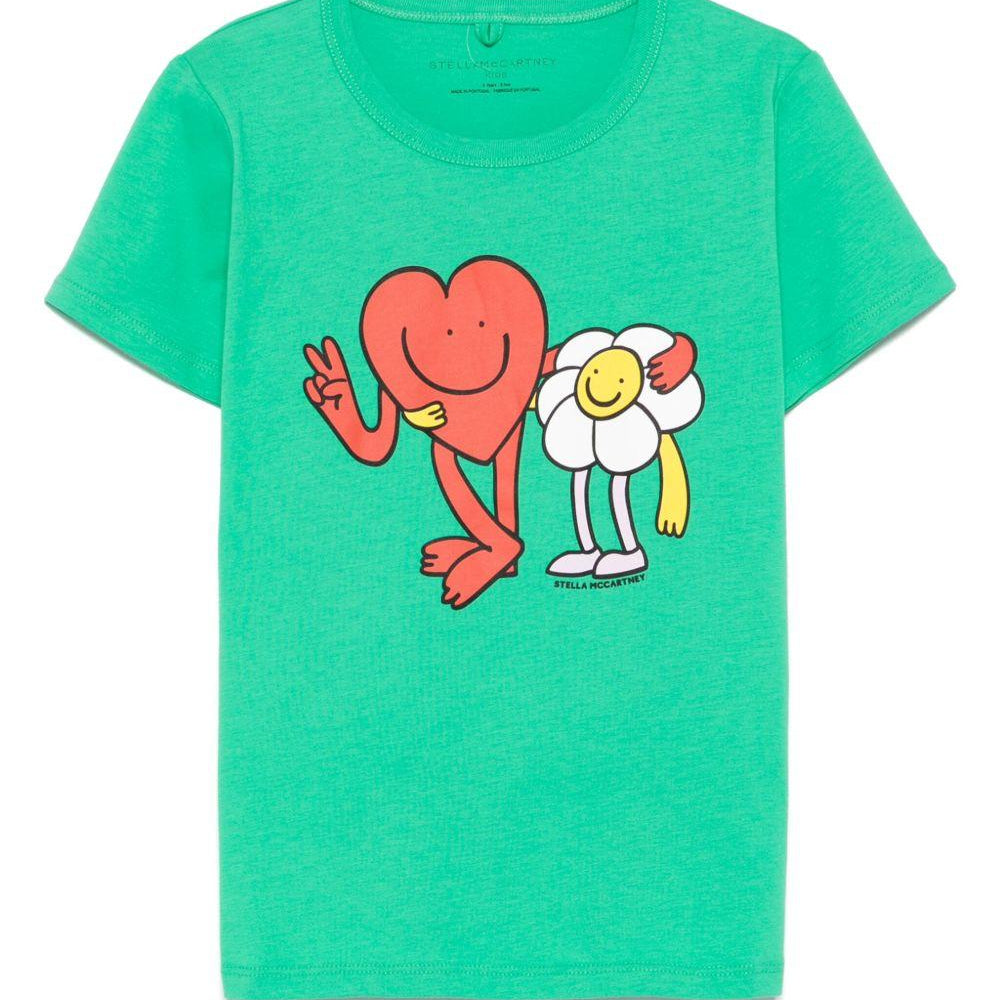T-shirt per bambini Stella McCartney Kids verde con stampa grafica - Rubino Kids