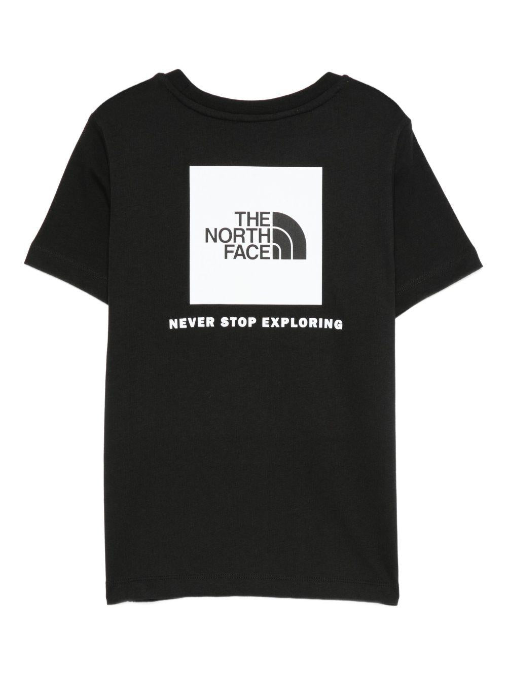 T-shirt per bambini The North Face Kids nera con logo sul petto - Rubino Kids