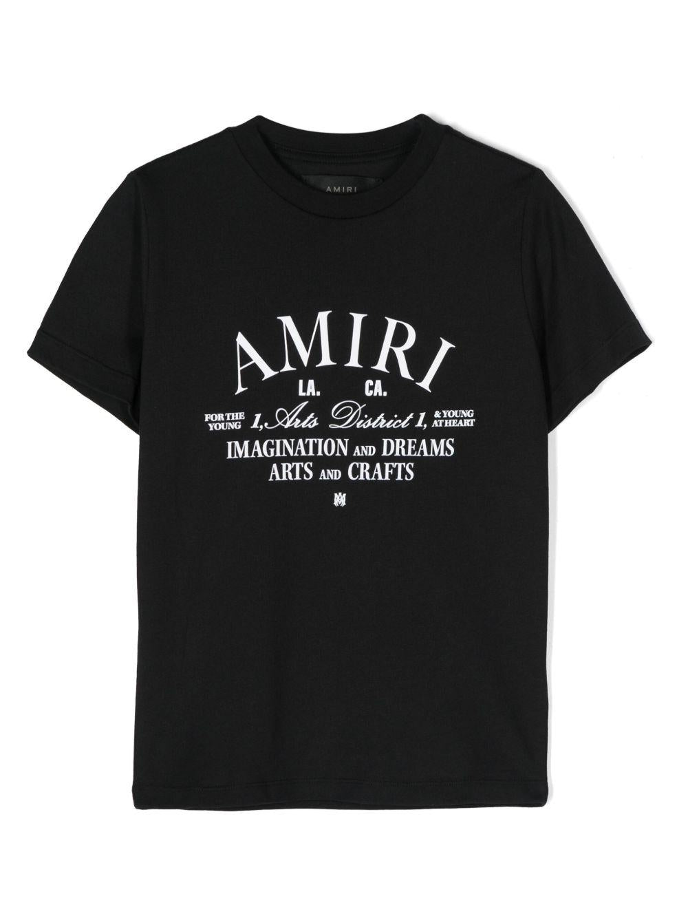 T-shirt per bambino Amiri Kids nero con stampa con logo sul davanti - Rubino Kids