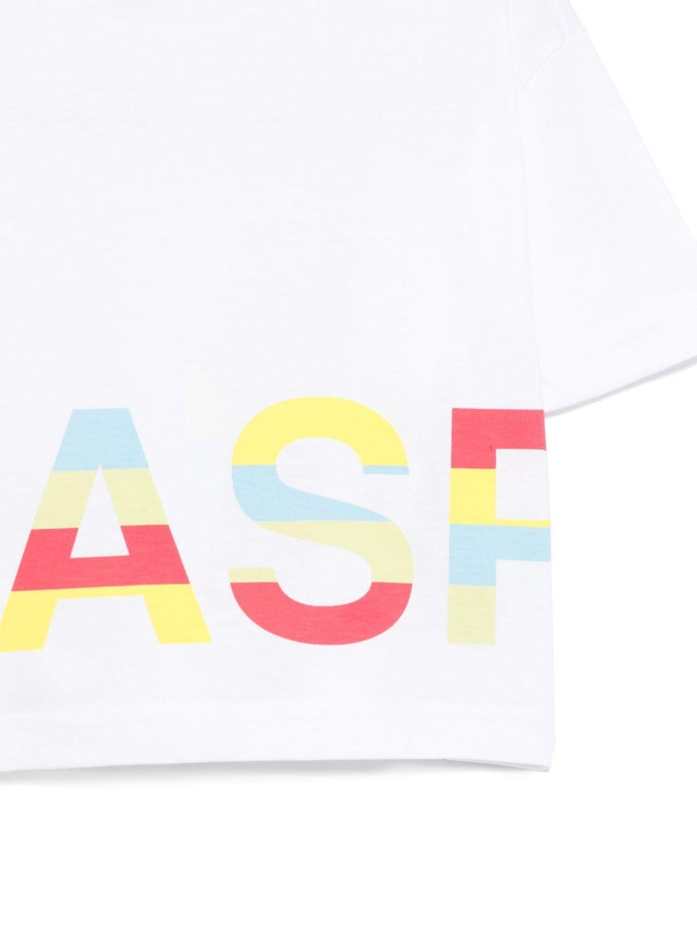 T-shirt per bambino Aspesi Kids bianco in cotone con stampa con logo sul davanti - Rubino Kids