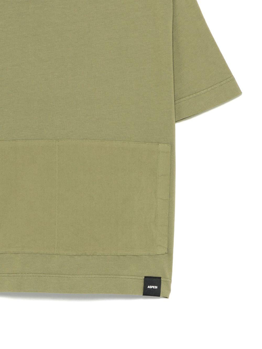 T-shirt per bambino Aspesi Kids verde in cotone con tasca frontale - Rubino Kids