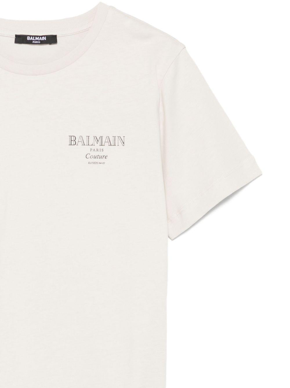 T-shirt per bambino Balmain Kids beige con logo - Rubino Kids