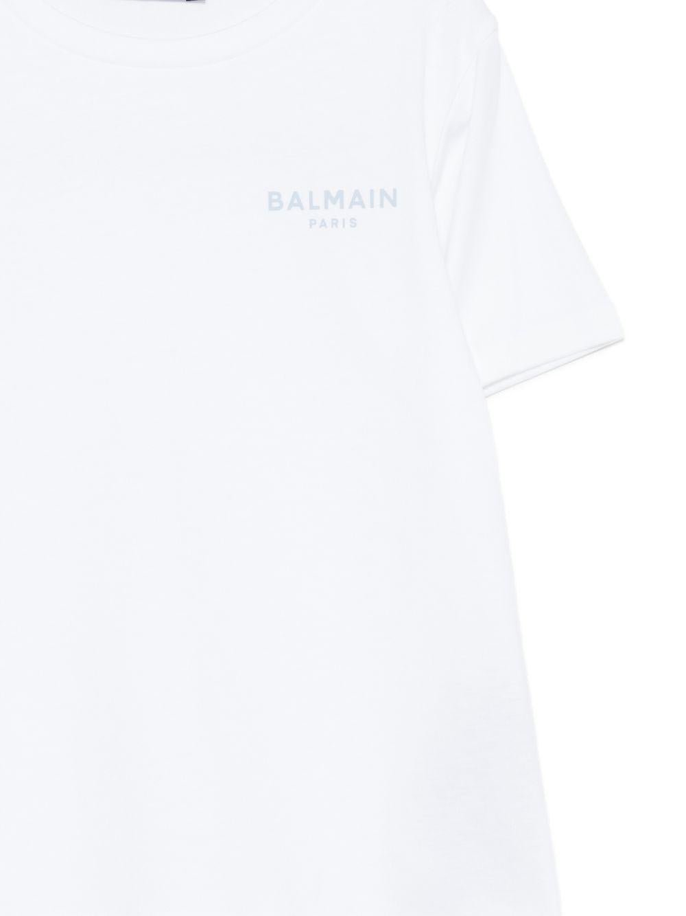 T-shirt per bambino Balmain Kids bianca con logo sul davanti - Rubino Kids