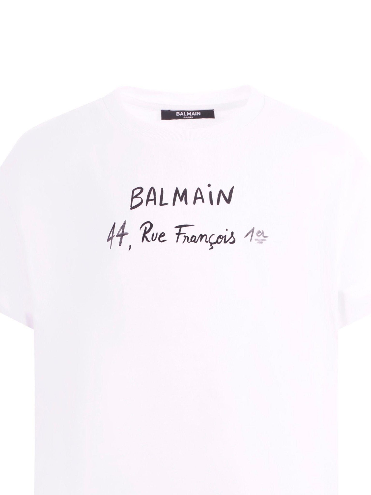 T-shirt per bambino Balmain Kids bianca con logo sul davanti - Rubino Kids
