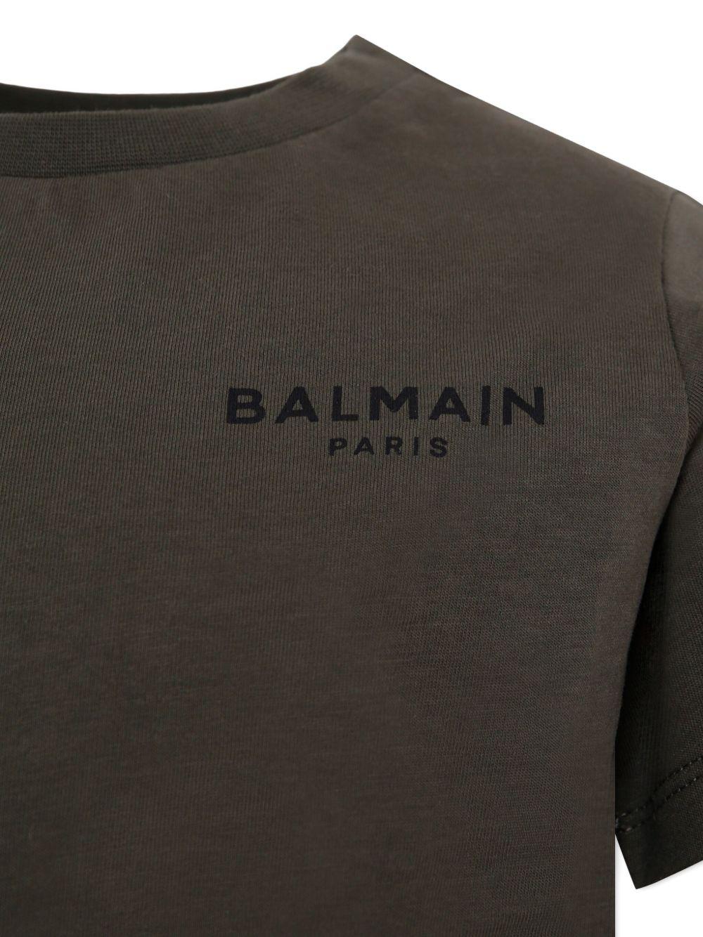 T-shirt per bambino Balmain Kids grigio scuro con logo ricamato sul petto - Rubino Kids