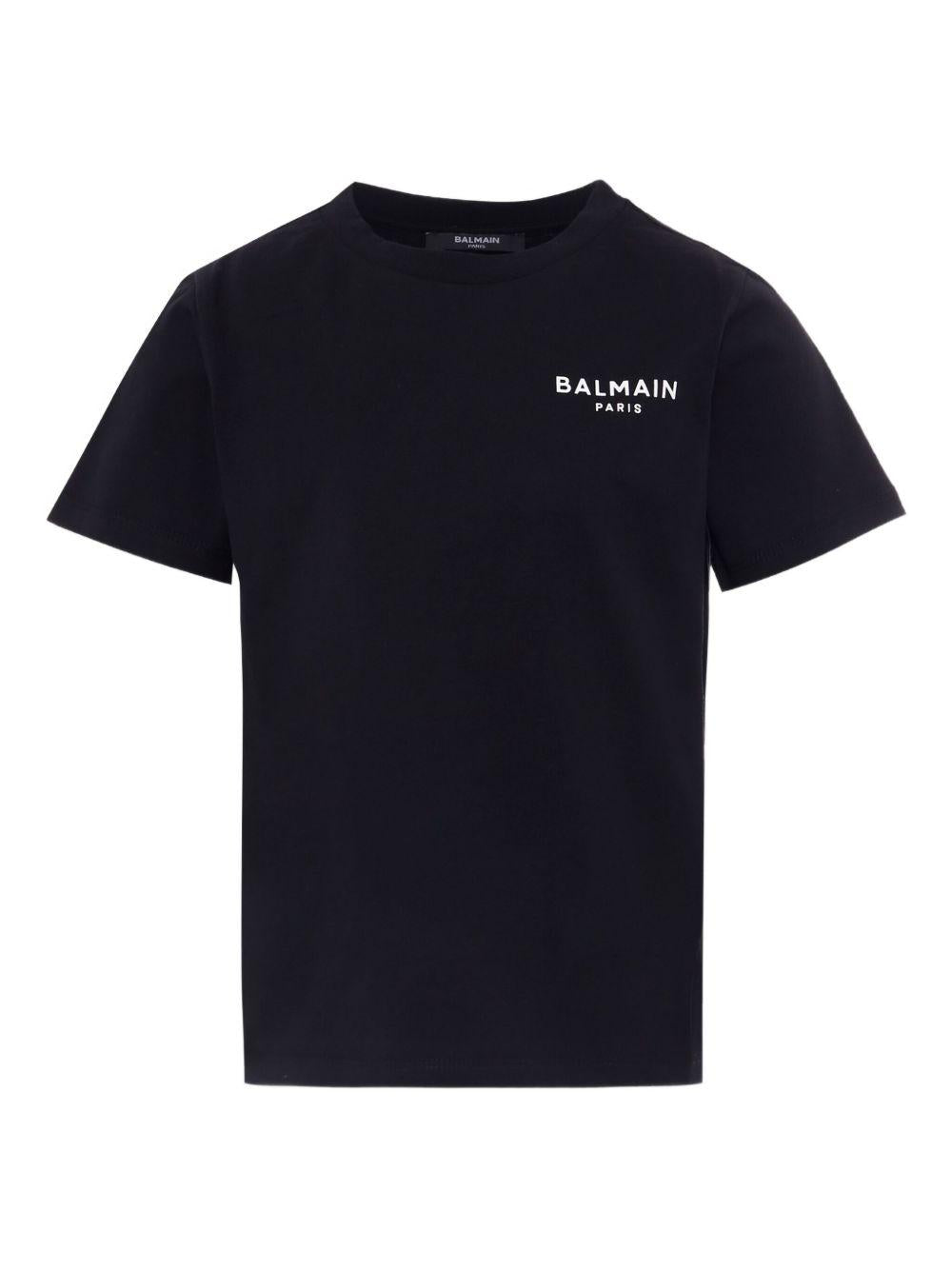T-shirt per bambino Balmain Kids nera con logo ricamato sul petto - Rubino Kids