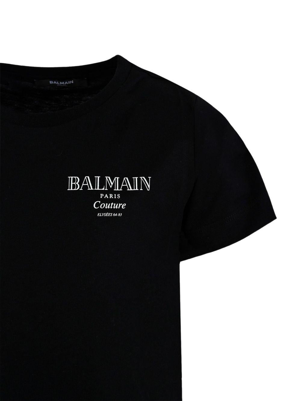 T-shirt per bambino Balmain Kids nera con stampa del logo - Rubino Kids