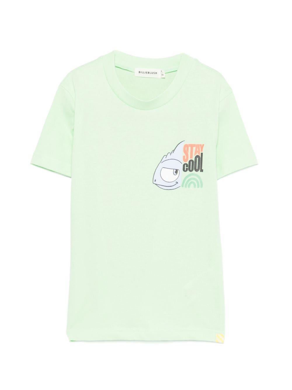 T-shirt per bambino Billieblush verde con stampa grafica - Rubino Kids