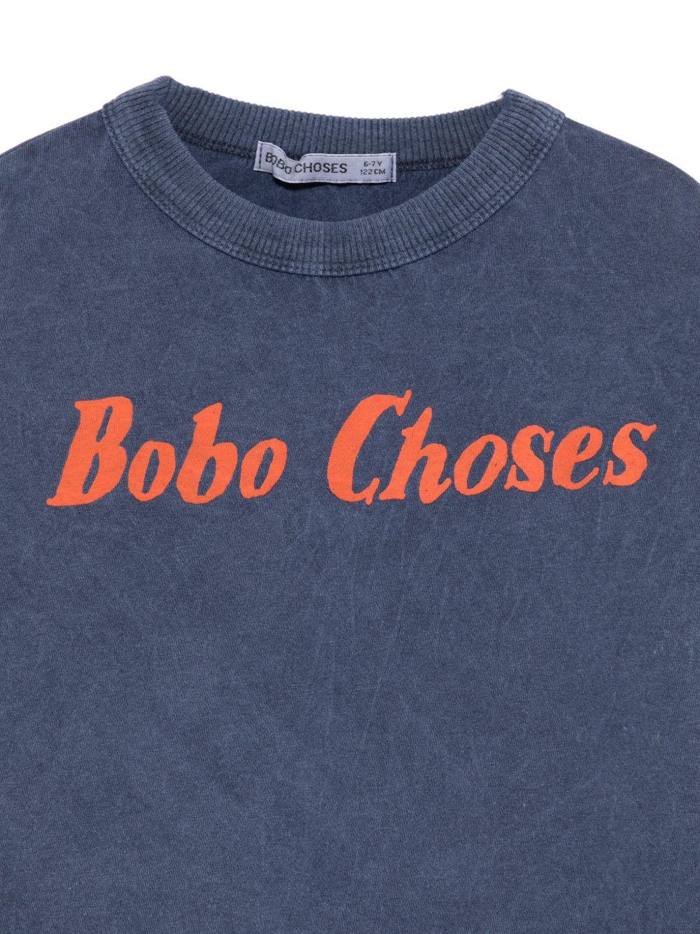 T-shirt per bambino Bobo Choses blu con scritta logo sul davanti - Rubino Kids