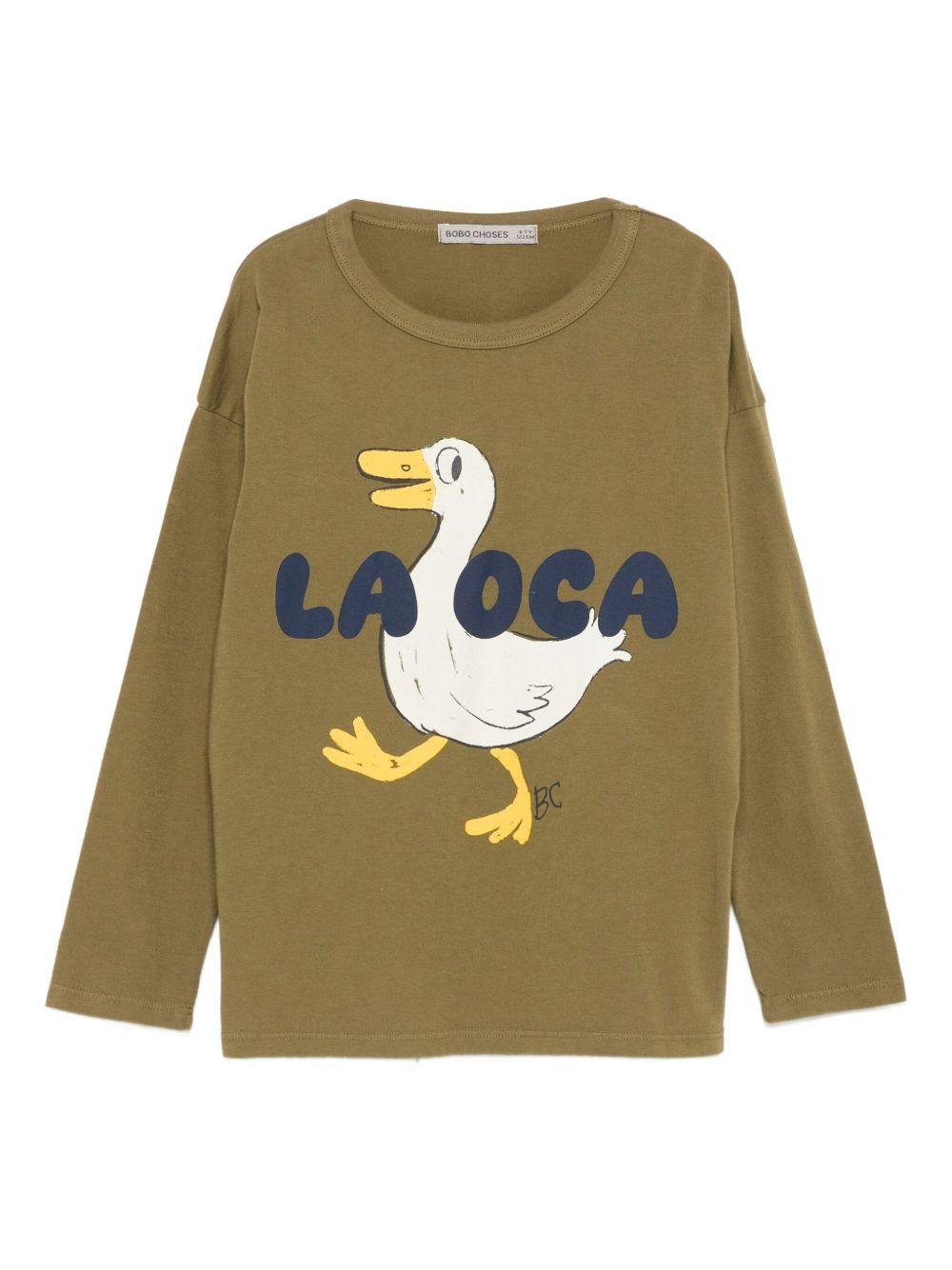 T-shirt per bambino Bobo Choses verde con stampa oca - Rubino Kids