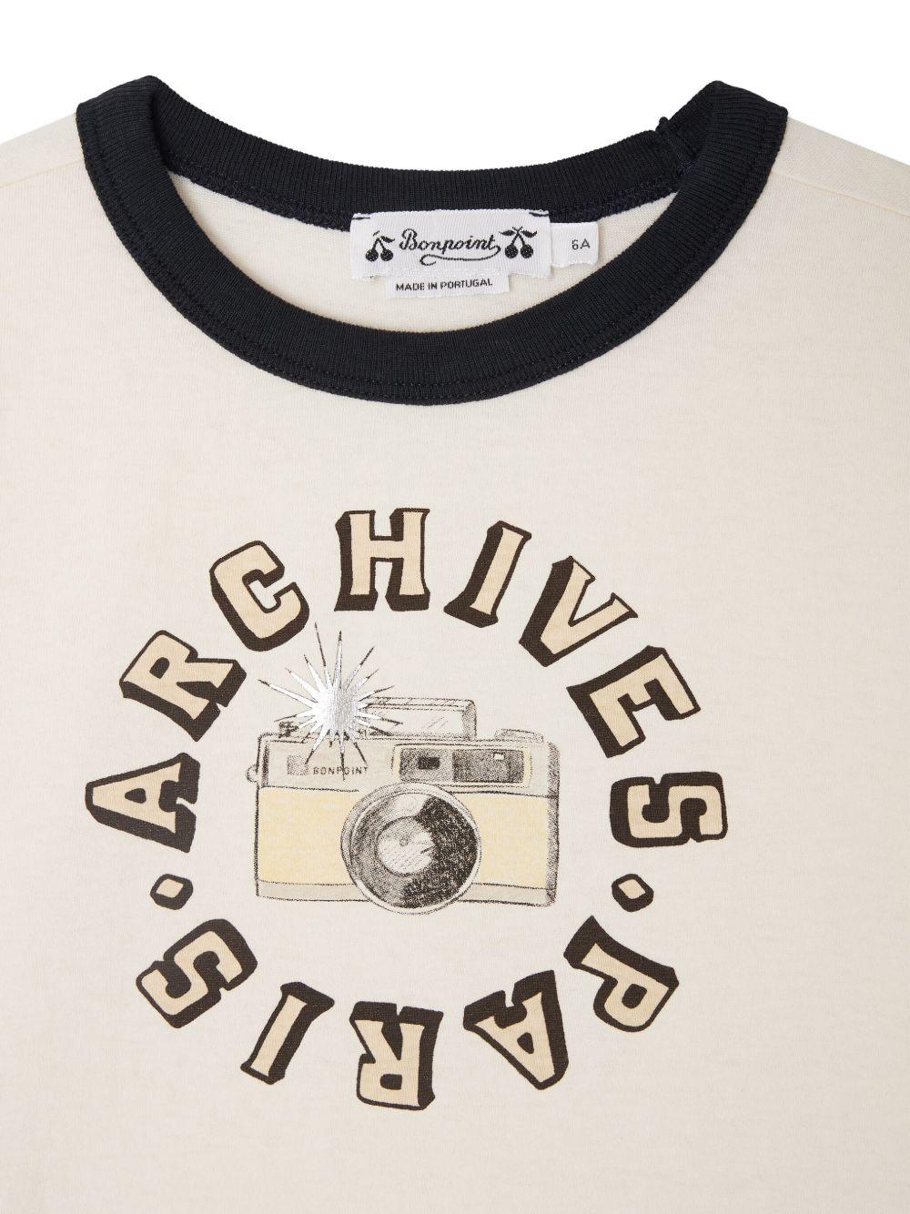 T-shirt per bambino Bonpoint Akiva bianco con stampa sul davanti - Rubino Kids