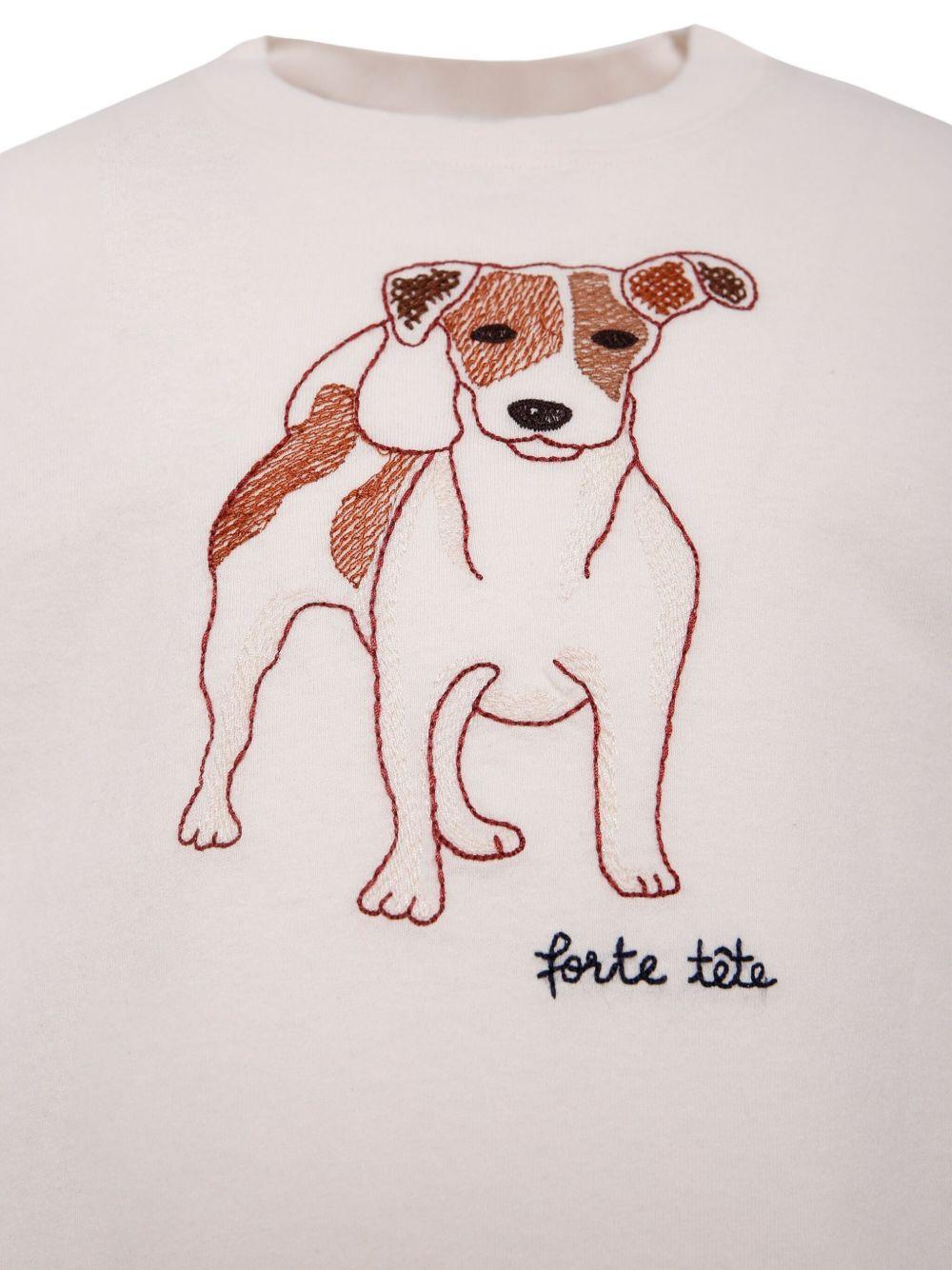 T-shirt per bambino Bonpoint beige con stampa cane - Rubino Kids