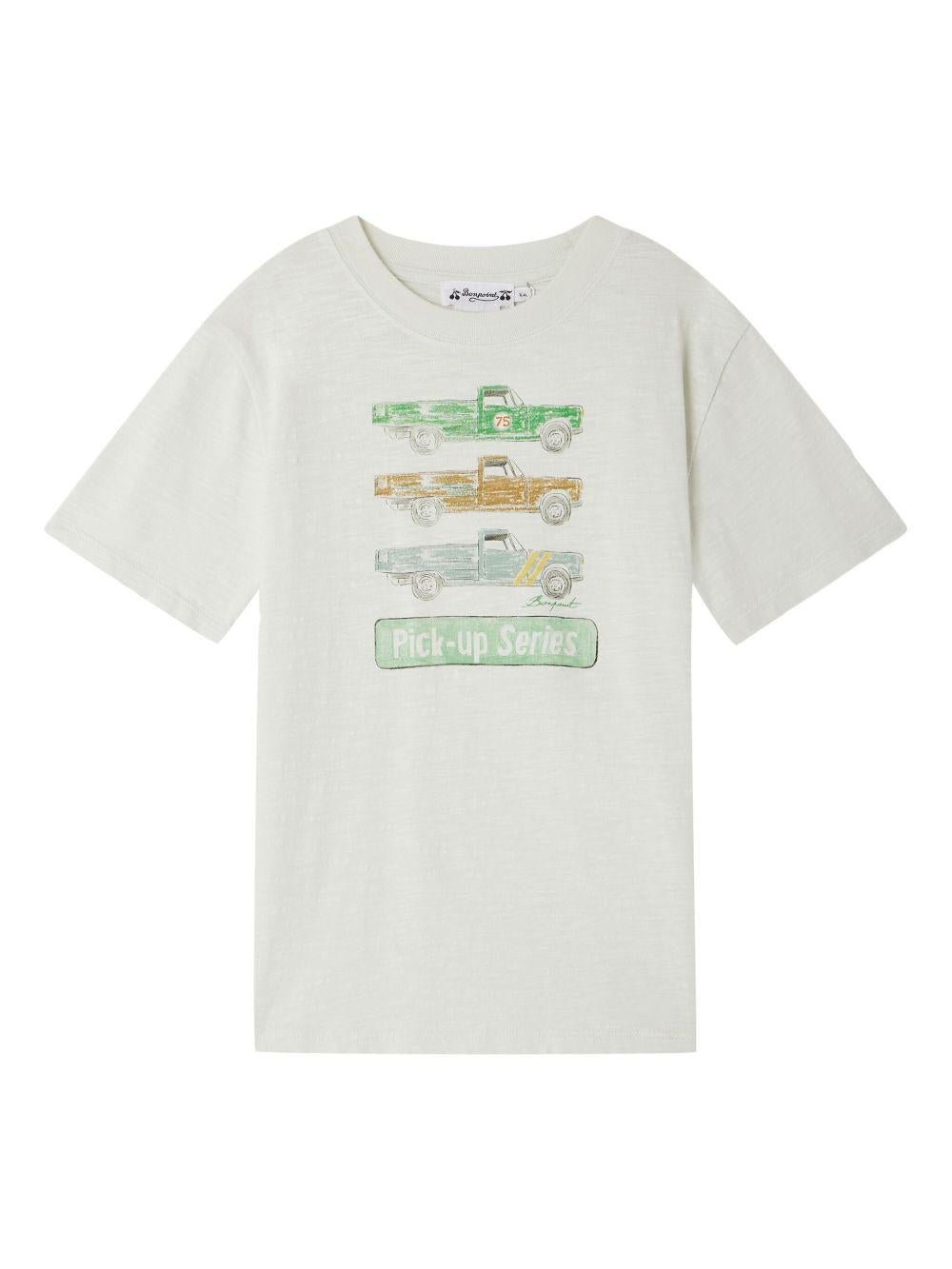 T-shirt per bambino Bonpoint Thibald bianco con stampa sul davanti - Rubino Kids