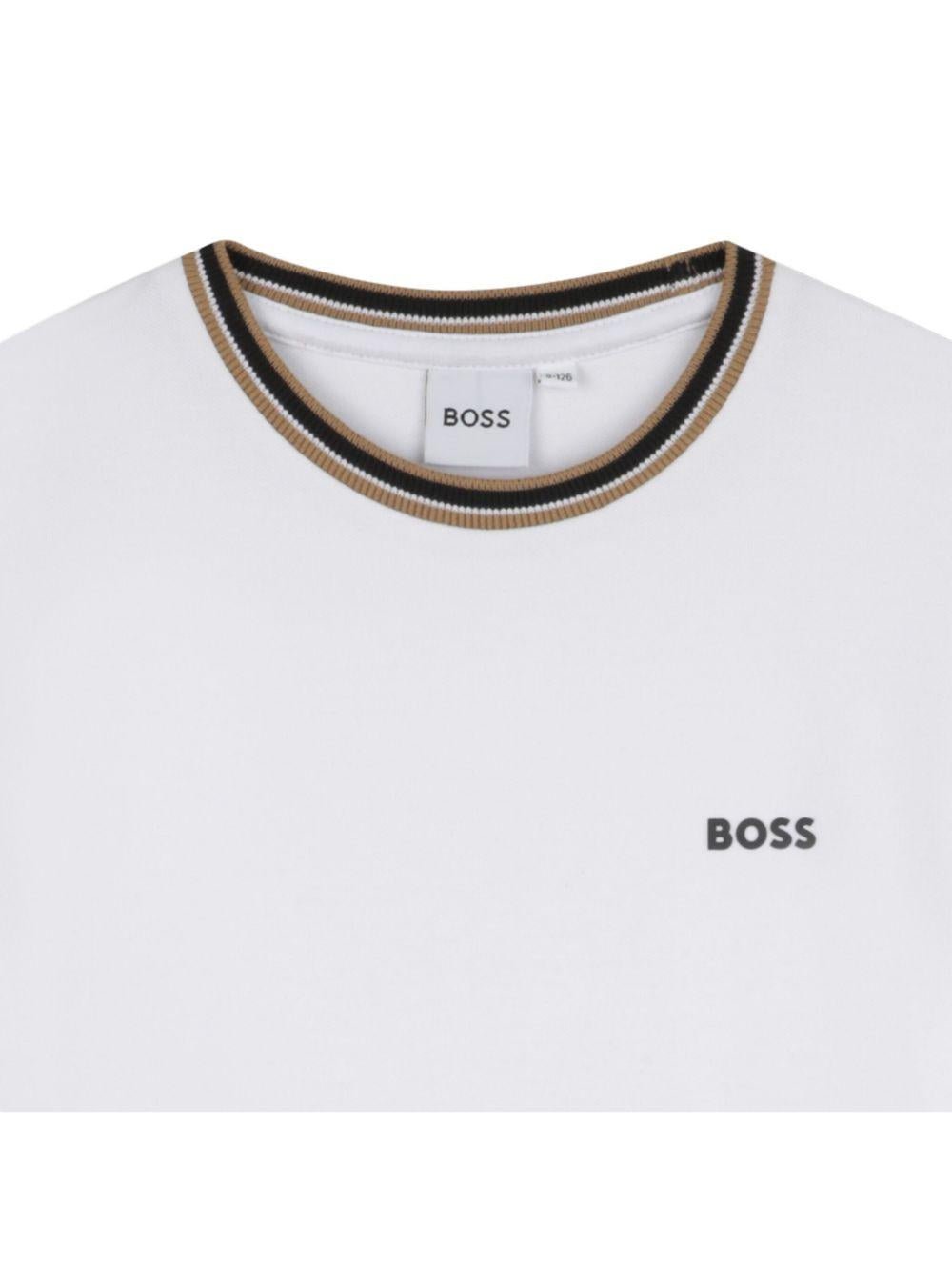 T-shirt per bambino BOSS Kids bianca con logo ricamato - Rubino Kids
