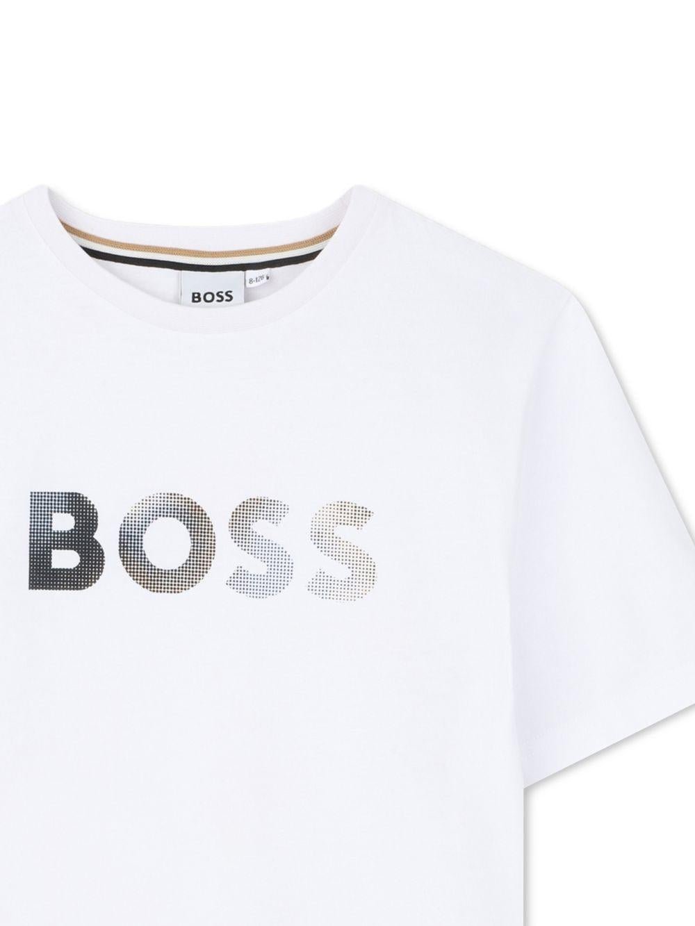 T-shirt per bambino Boss Kids bianco con stampa grafica - Rubino Kids
