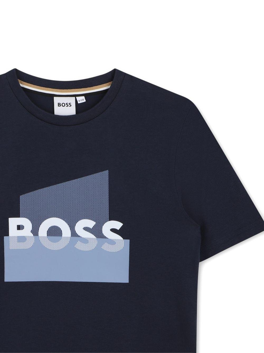 T-shirt per bambino Boss Kids blu con stampa grafica - Rubino Kids