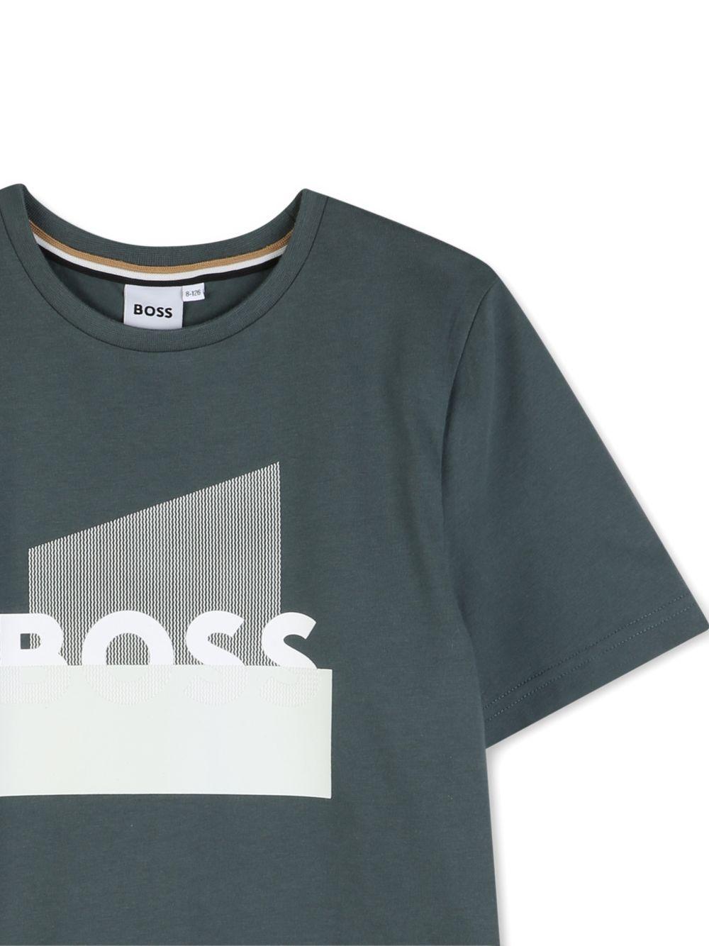 T-shirt per bambino Boss Kids grigio con stampa grafica - Rubino Kids