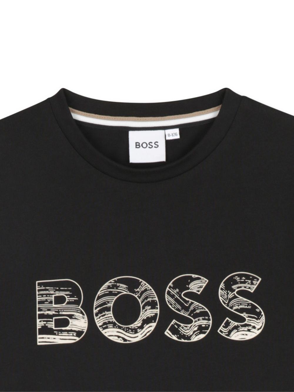 T-shirt per bambino BOSS Kids nera con design logo - Rubino Kids