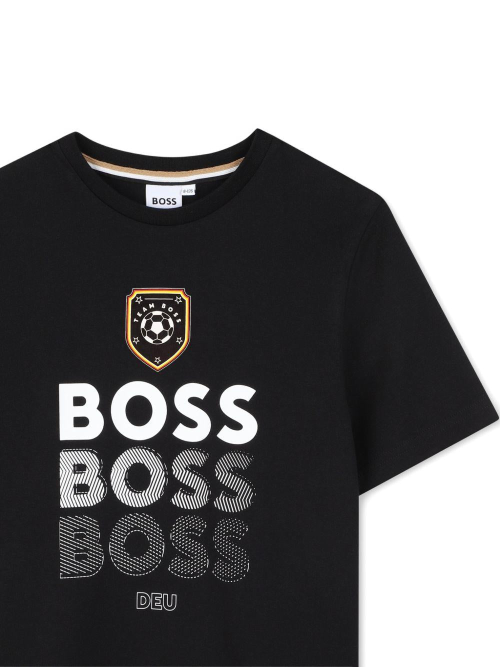 T-shirt per bambino Boss Kids nera con stampa grafica - Rubino Kids