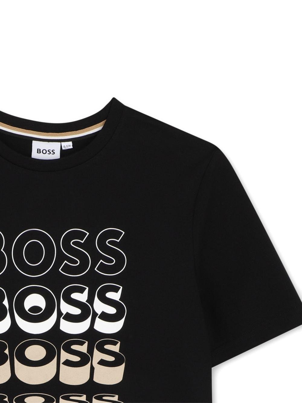 T-shirt per bambino Boss Kids nero con stampa grafica - Rubino Kids