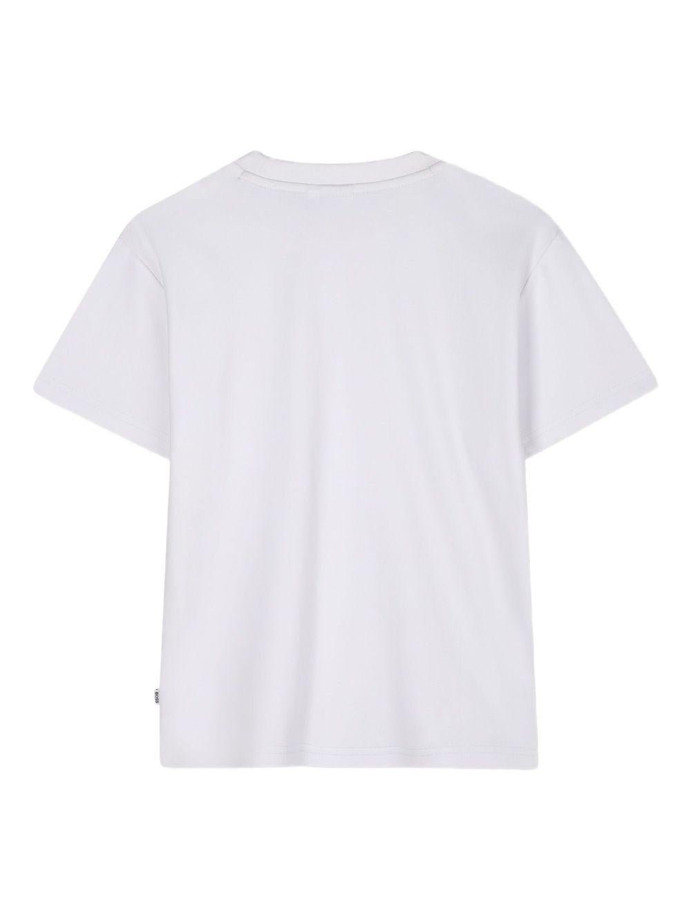 T-shirt per bambino Boss Kidswear bianca con logo ricamato - Rubino Kids