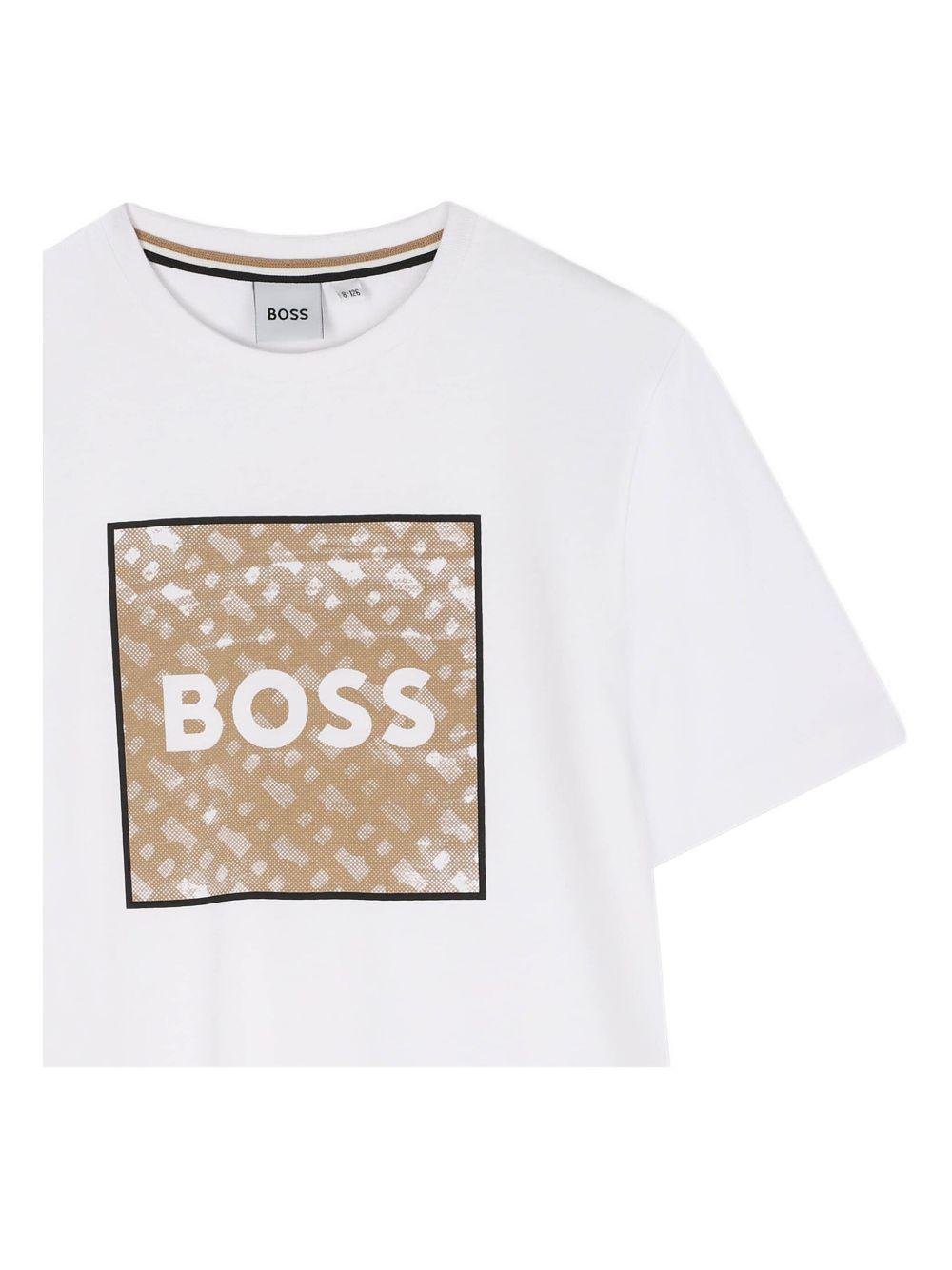 T-shirt per bambino BOSS Kidswear bianco con stampa - Rubino Kids