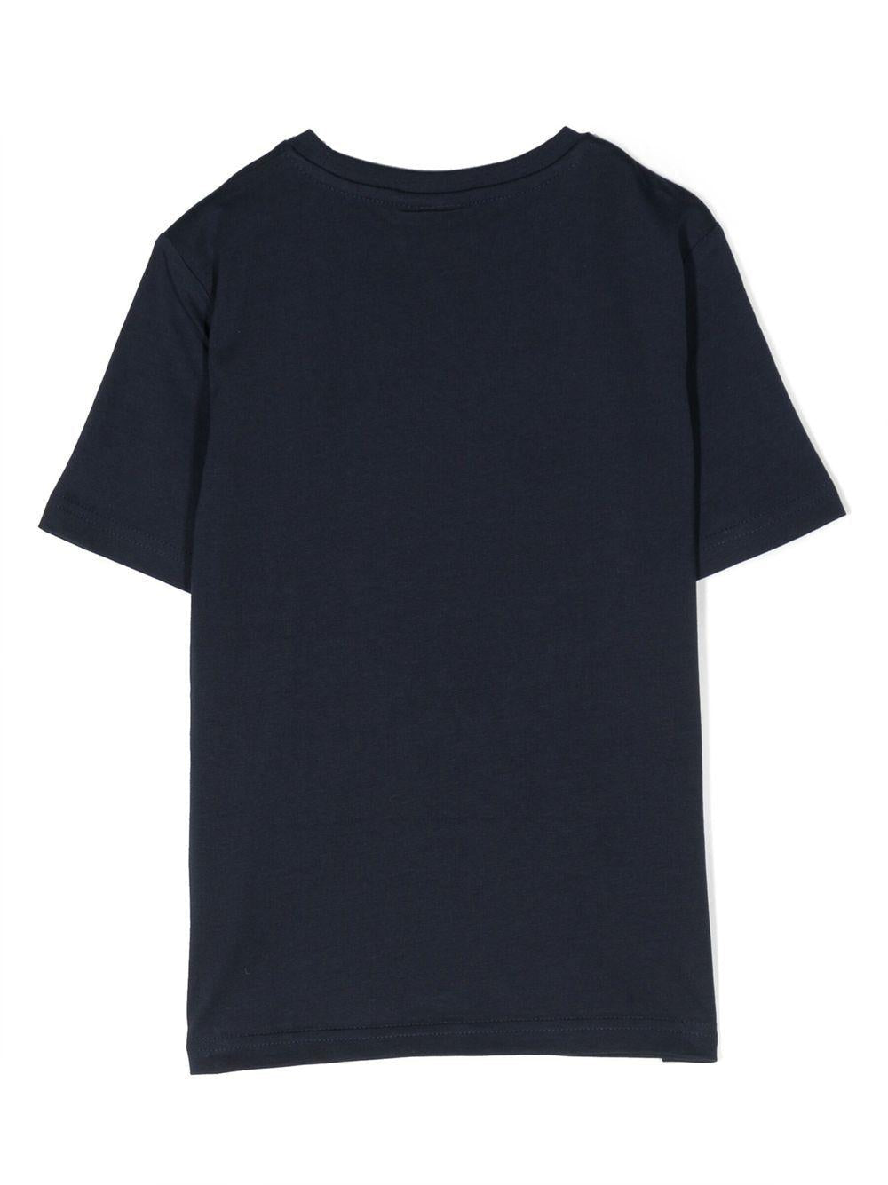 T-shirt per bambino BOSS Kidswear blu con logo goffrato bianco - Rubino Kids