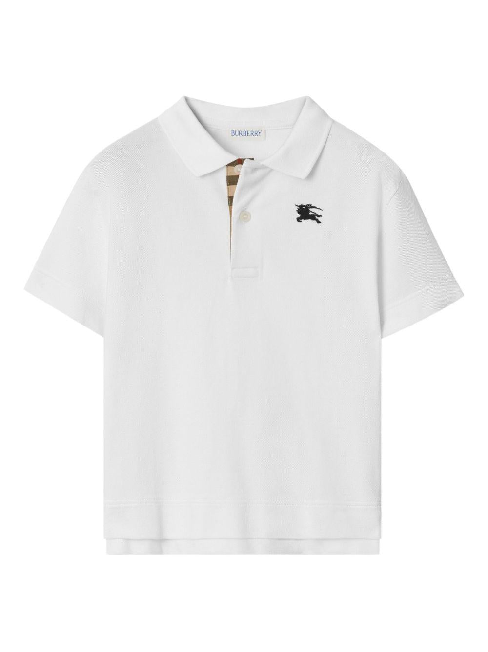 T-shirt per bambino Burberry Kids bianca con ricamo Equestrian Knight - Rubino Kids