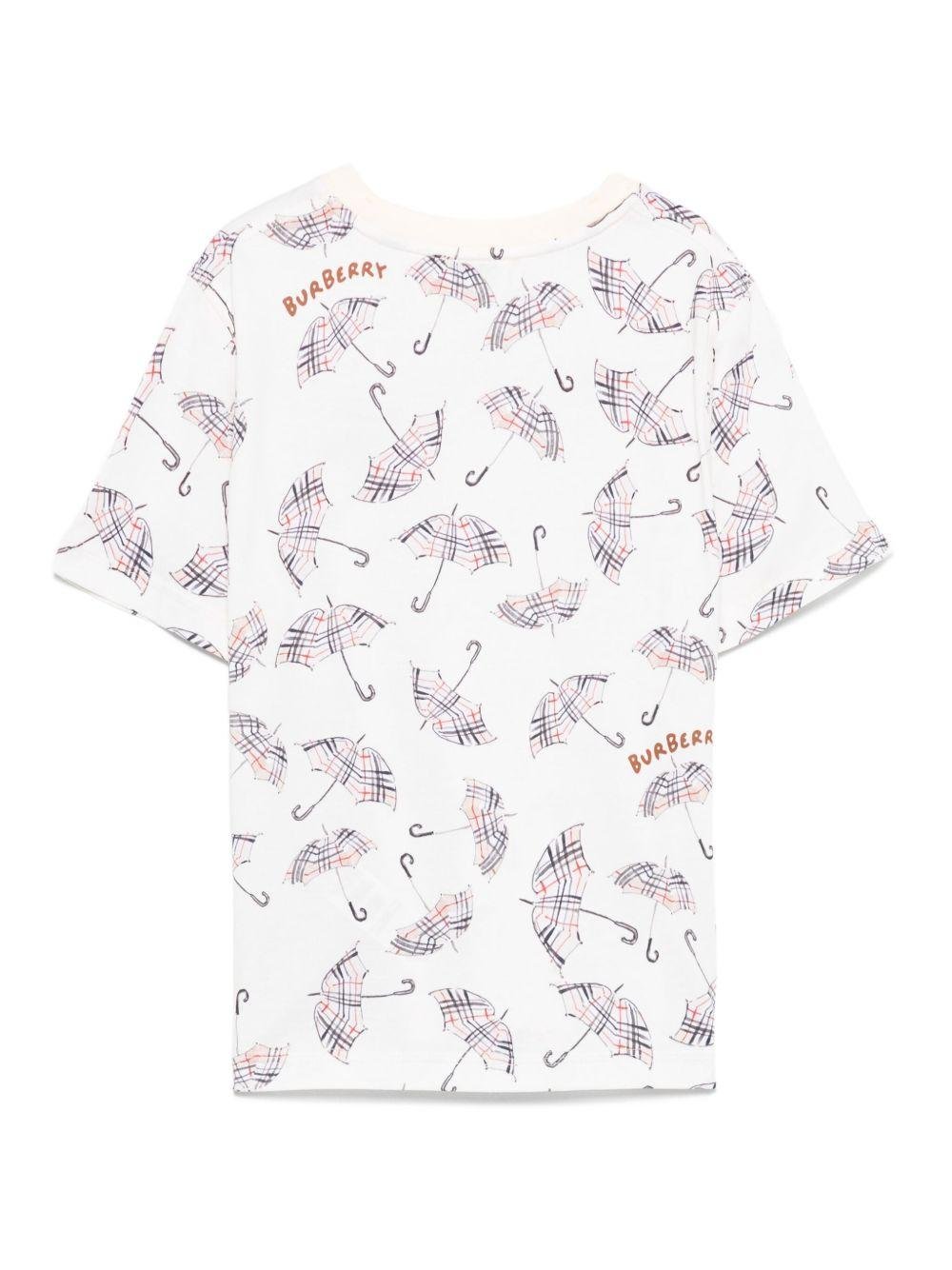 T-shirt per bambino Burberry Kids bianca con stampa ombrello - Rubino Kids