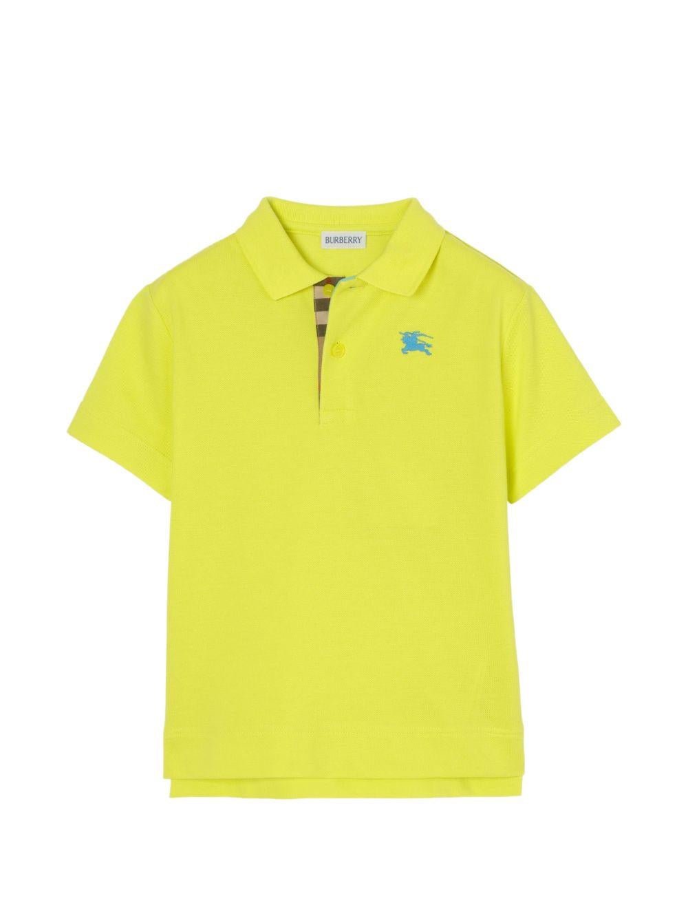 T-shirt per bambino Burberry Kids giallo con ricamo Equestrian Knight sul davanti - Rubino Kids
