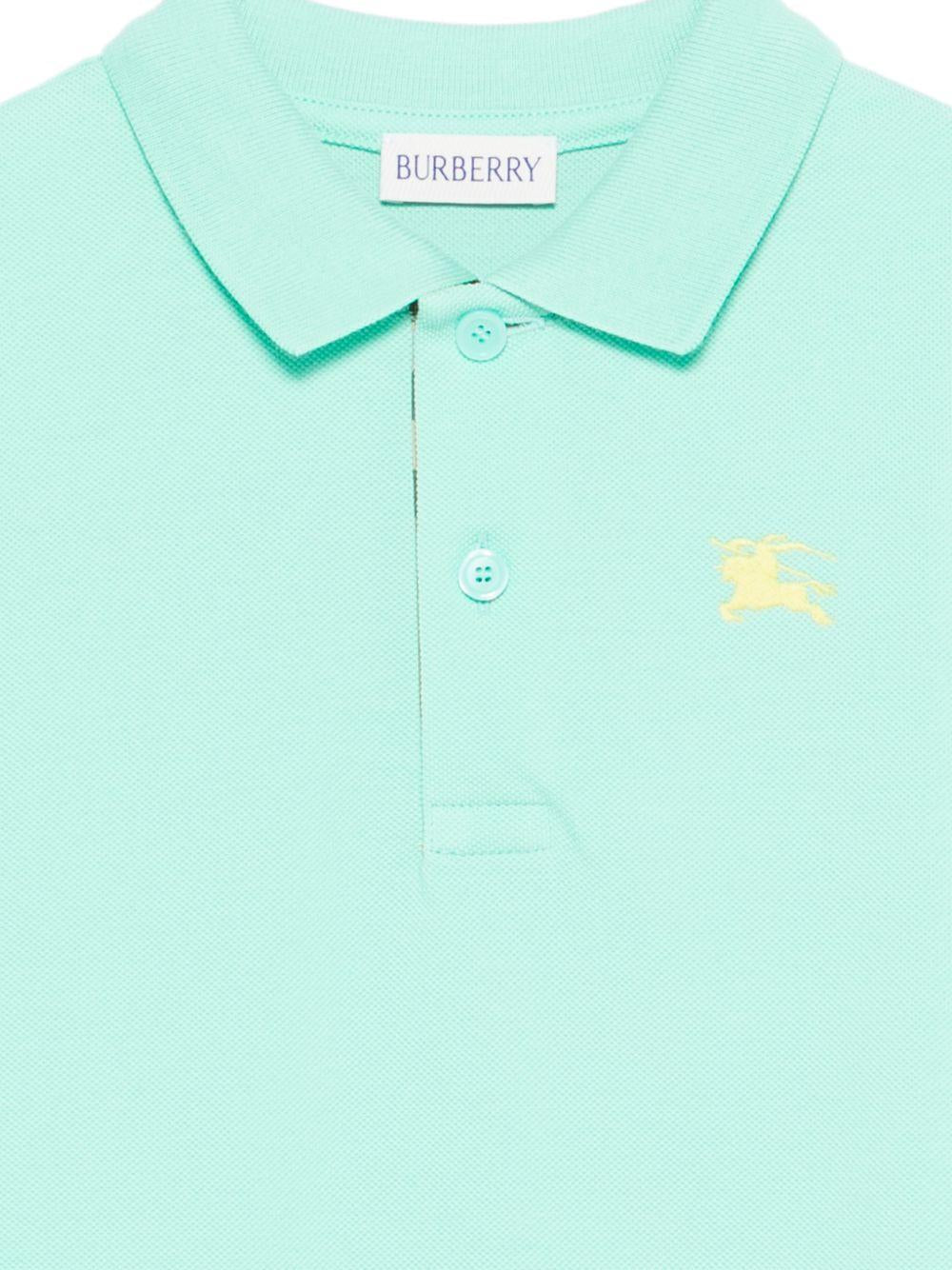 T-shirt per bambino Burberry Kids verde con ricamo Equestrian Knight - Rubino Kids