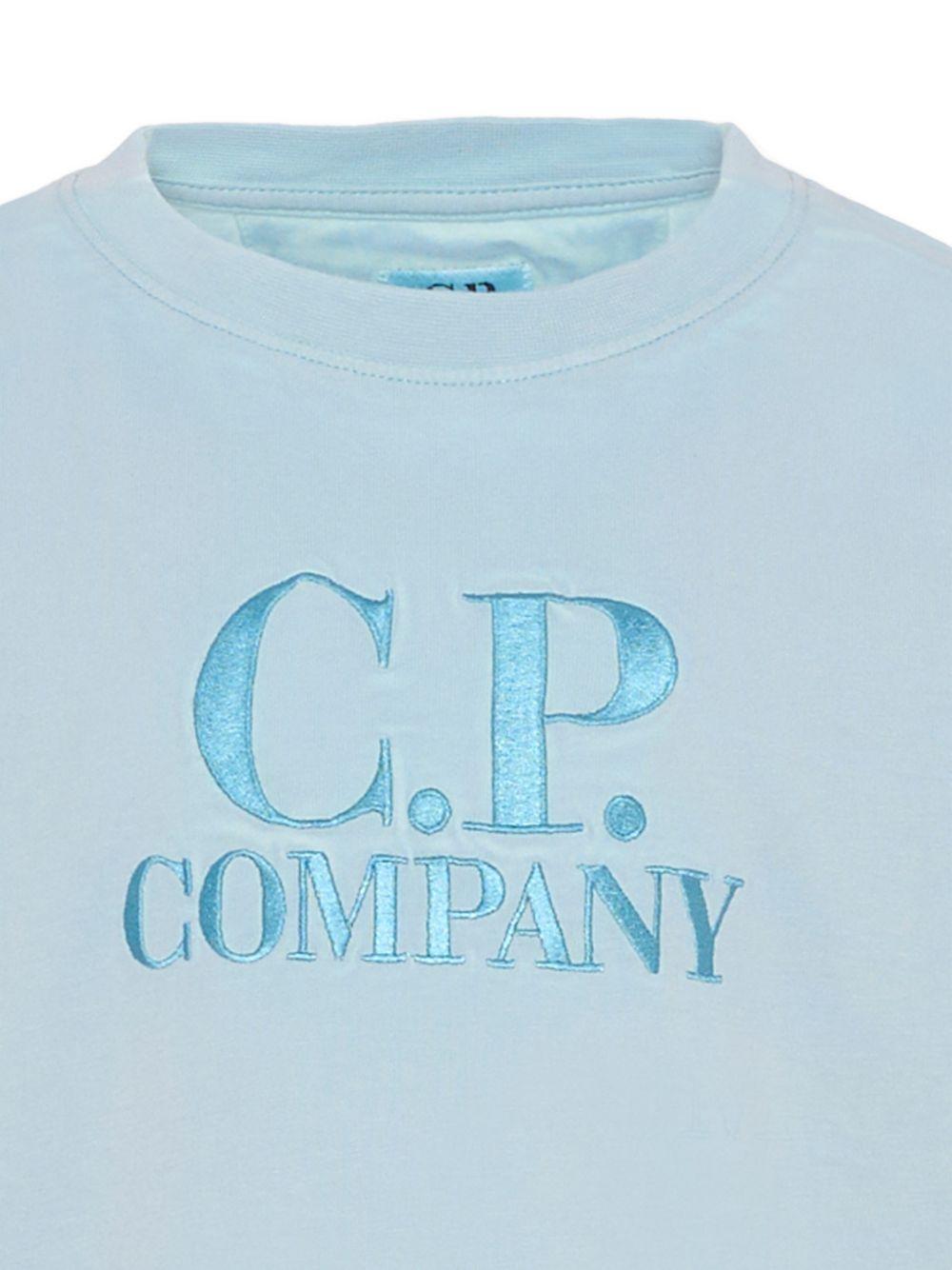 T-shirt per bambino C.P. Company Kids azzurra con logo sul davanti - Rubino Kids