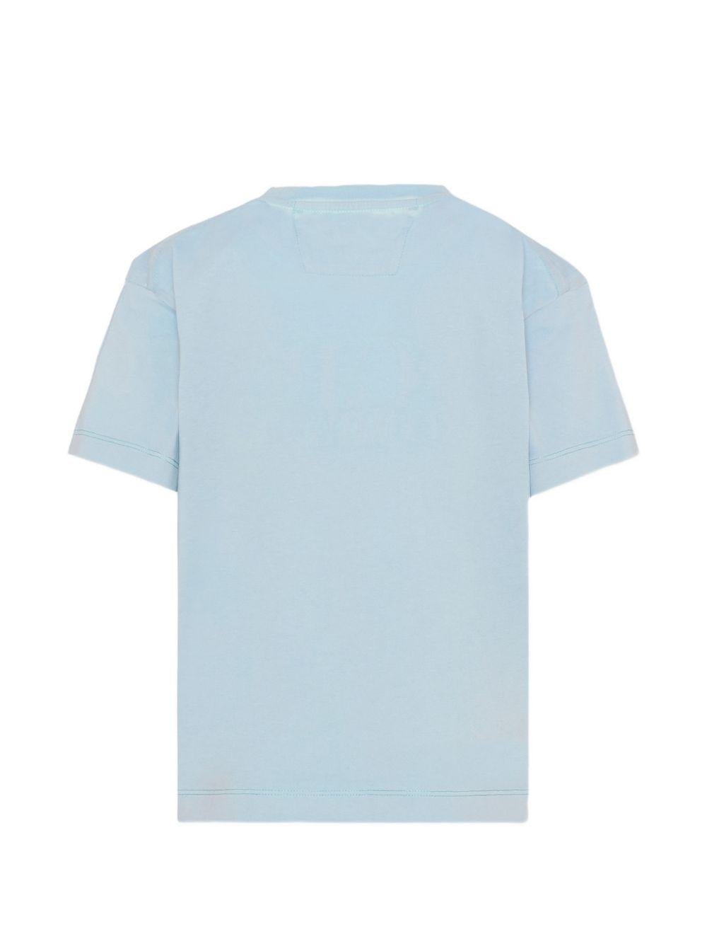 T-shirt per bambino C.P. Company Kids azzurra con logo sul davanti - Rubino Kids