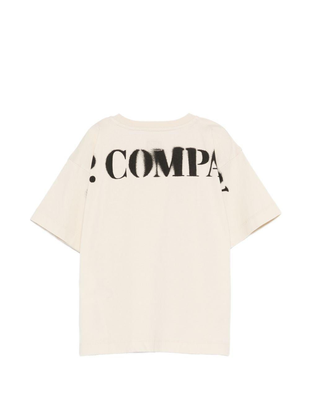 T-shirt per bambino C.P. Company Kids beige con logo sul davanti - Rubino Kids